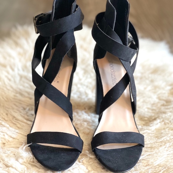 Kareana Strappy Black Block Heel Sandals - Picture 4 of 4